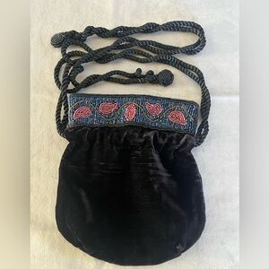Black Velvet Beaded Bag